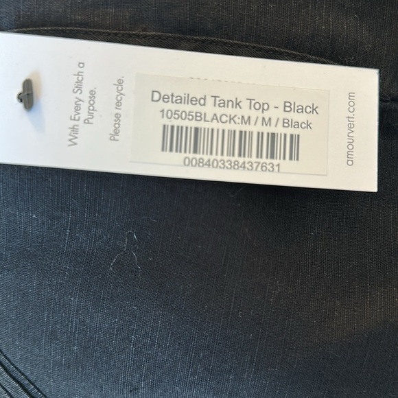 Amour Vert Black Detailed Tank Top, Medium, NWT - Picture 9 of 10